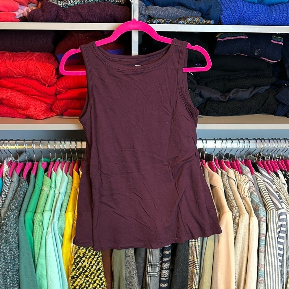 Loft purple sleeveless overlay back top size XS